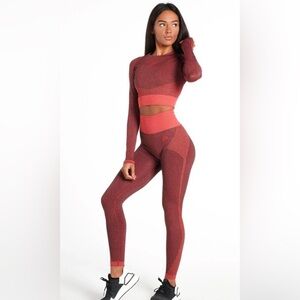 Pursue Fitness Fitted Red Crop Top & Leggings Set Small